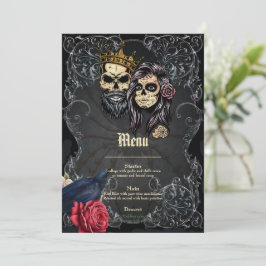 Menu Design de casamento gótica impressionante com crân