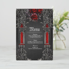 Menu Design de casamento gótico e maravilhoso.