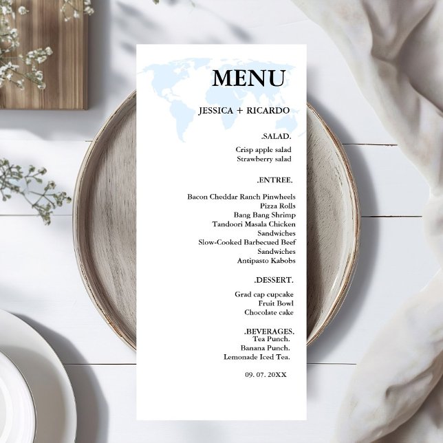 Menu Destino minimalista eleganteCasamento azul empoeir (Criador carregado)