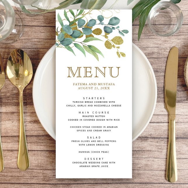 Menu Detalhes do Casamento do Galho de Eucalipto Rústic (Criador carregado)