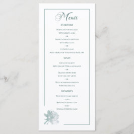 Menu Detalhes do Casamento Rosa Arte Linha Verde Salvia