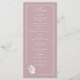 Menu Detalhes do Jantar de Casamento com Rosa em Arte d