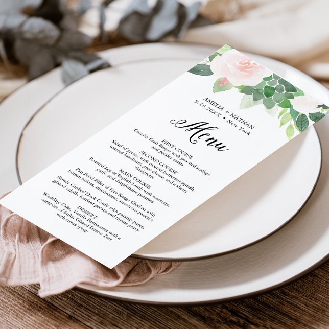 Menu DEVON Greenery Blush Florals (Criador carregado)