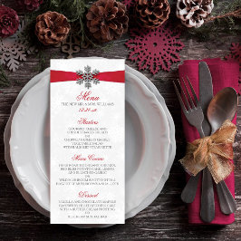 Menu Diamante Snowflake e Casamento no inverno Red Ribb