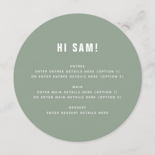 Menu Diversão Sage Green Guest Name Place Card Weding M