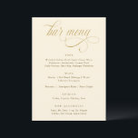 Menu do Bar de Casamento de Luxo para Caligrafia D<br><div class="desc">Incêndio numa atmosfera de elegância refinada com o nosso Creme e o Dourado Sinal de Bar de Casamento. Esta obra-prima 5x7 é um verdadeiro testemunho da opulência e do design ponderado, apresentando um roteiro de caligrafia sumptuosa que define o palco para uma experiência de libação inesquecível. Contra uma canvas cremosa,...</div>