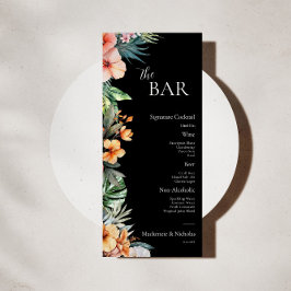 Menu do Bar de Casamento Floral Tropical do Dark B