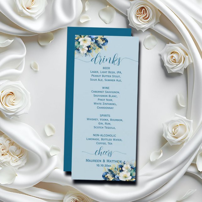 Menu do Bar Floral de Casamento Floral com Brilho  (Criador carregado)