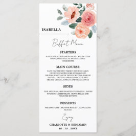 Menu do Buffet de Casamento Floral do Nome de Conv