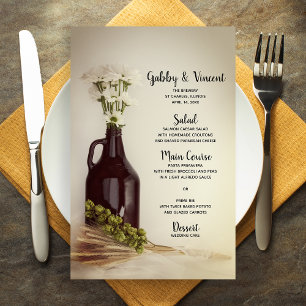 Menu do casamento da cervejaria do rosnador, dos