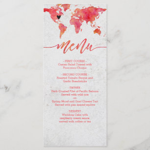 Menu do casamento do destino do mapa do mundo da