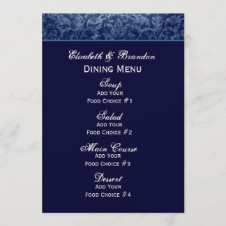 Menu do casamento do Grunge dos azuis marinhos