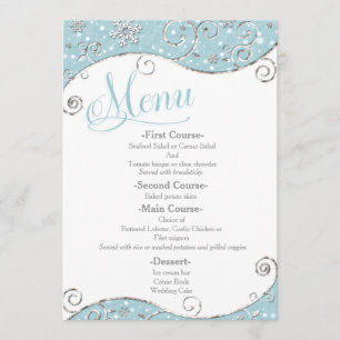 Menu do casamento do redemoinho dos flocos de neve