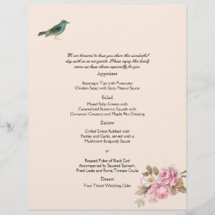 Menu do casamento do rosa e do pisco de peito