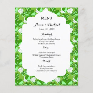 Menu do casamento do verde do dia de St Patrick