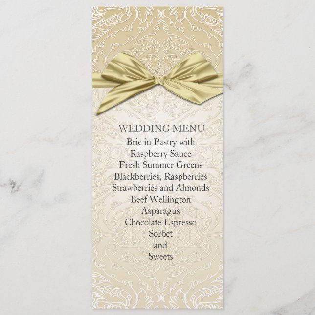 Menu do Casamento tema damasco de Fita do Sparkle  (Frente)
