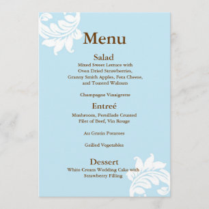 Menu do casamento tema damasco de Tiffany