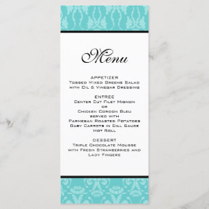 Menu do Casamento tema damasco Teal