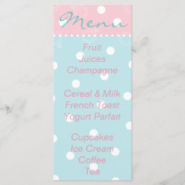 Menu do chá de fraldas "Bebê Azul Rosa"