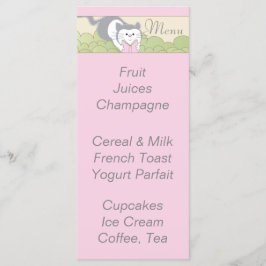 Menu do chá de fraldas "Biblioteca de Cat Rosa"