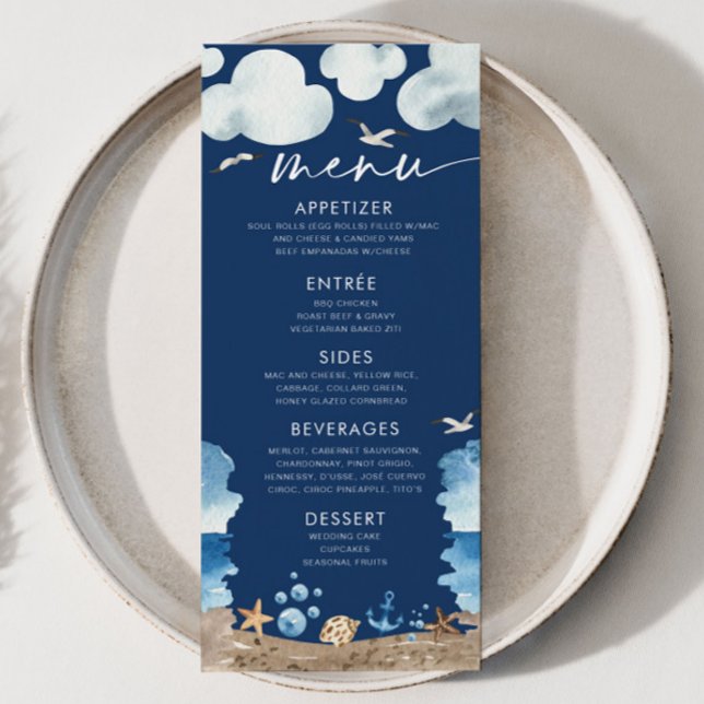 Menu do Chá de fraldas do Marinho Nautica (Criador carregado)