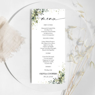 Menu do Chá de fraldas Eucalyptus Floral Greenery