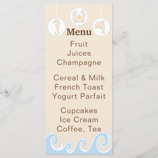 Menu do chá de fraldas "Sob o Mar Móvel"