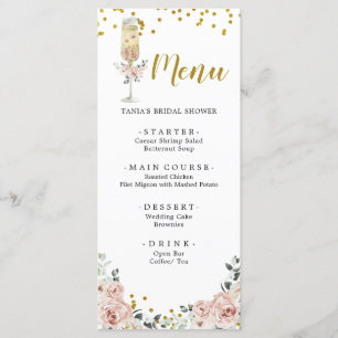 Menu do Chá de panela Rosa de Soireiro Dourado e c