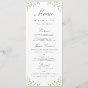 Menu do comensal de casamento do jardim secreto -