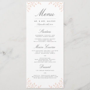 Menu do comensal de casamento do jardim secreto -