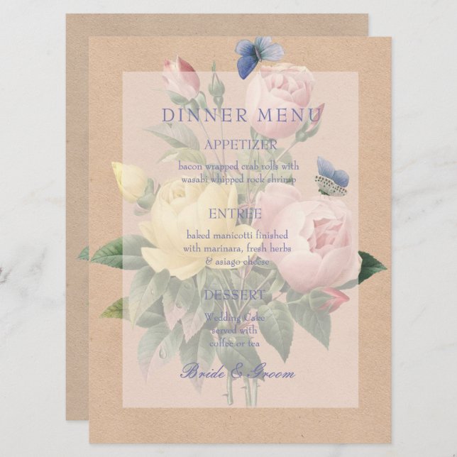 Menu do Convite de Casamento do Jardim da Rosa Ing (Frente/Verso)