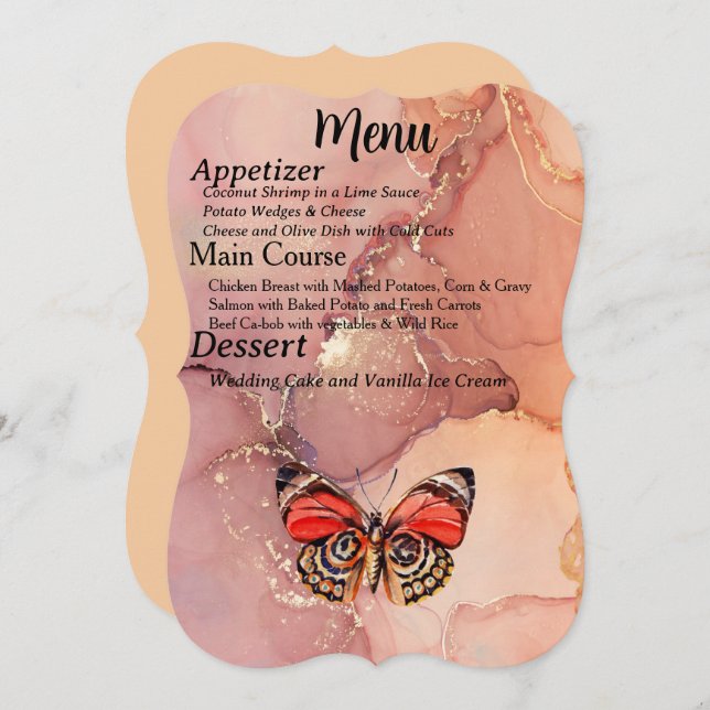 Menu do Evento do Casamento outono com Árvore e Bo (Frente/Verso)