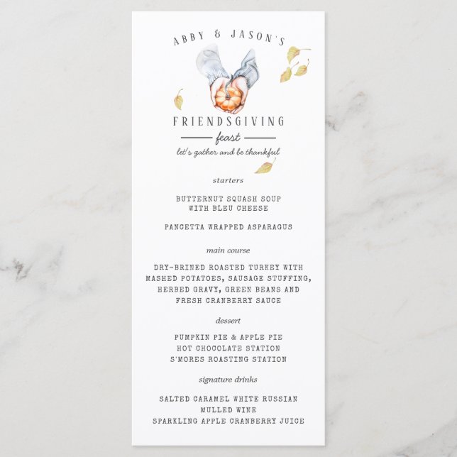 Menu do Jantar de Ação de Graças e Dia dos Amigos (Frente)