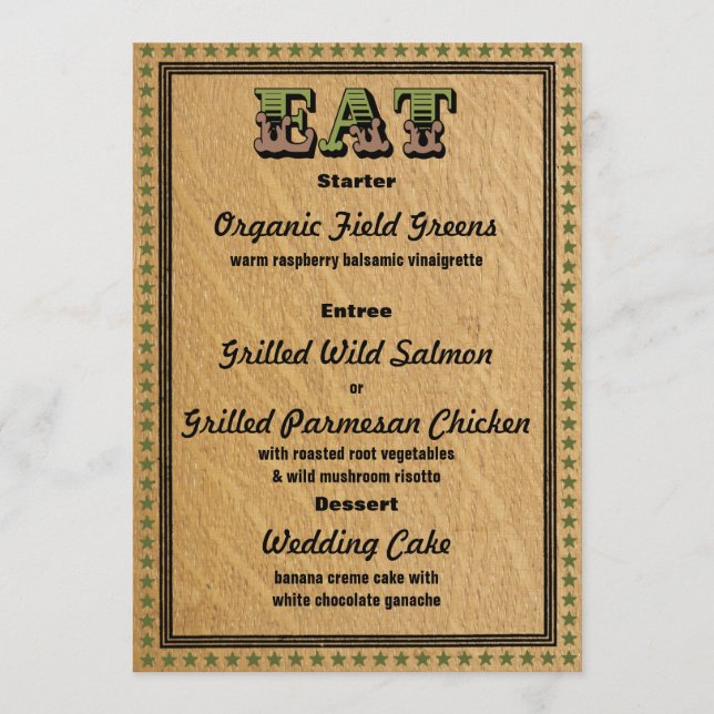 Menu do Jantar do Partido de Recepção de Estilo Oc (Frente)