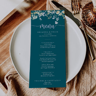 Menu do Janto Colorido de Flores Selvagens Elegant