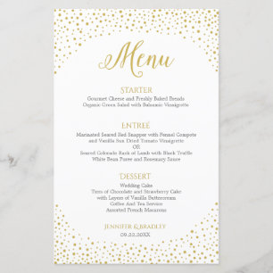 Menu do Janto de Casamento de Confetti Dourado Ele