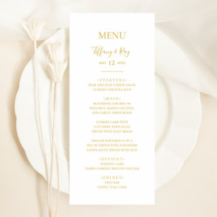 Menu do Janto de Casamentos Dourados Elegante Simp