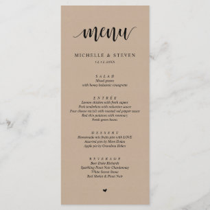 Menu do Janto de Elopemento de Casamento Rustic Kr