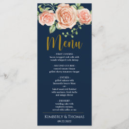 Menu do Janto Floral de Casamento Floral com Blush