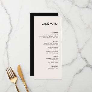Menu do Janto Nupcial Moderno Elegante Cream & Bla