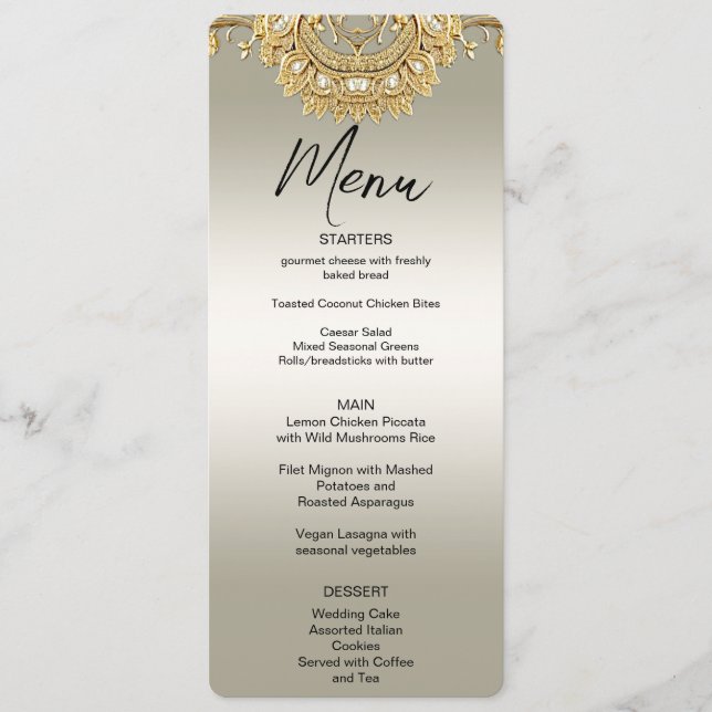 Menu do Ornamentado Dourado (Frente)