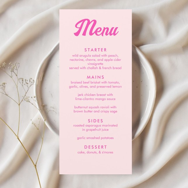 Menu do Partido do Bat Tropical Mitzvah, Rosa Pers (Personalized Pink Tropical Bat Mitzvah Party Menu)