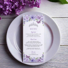 Menu do Partido Purple Lilac Floral QUINCEAÑERA