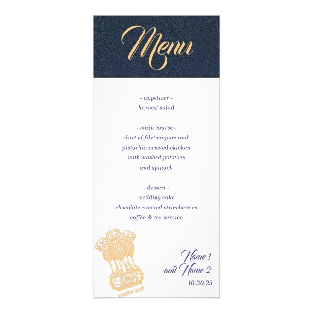 Menu do Passaporte Marinho Blue India (Frente)