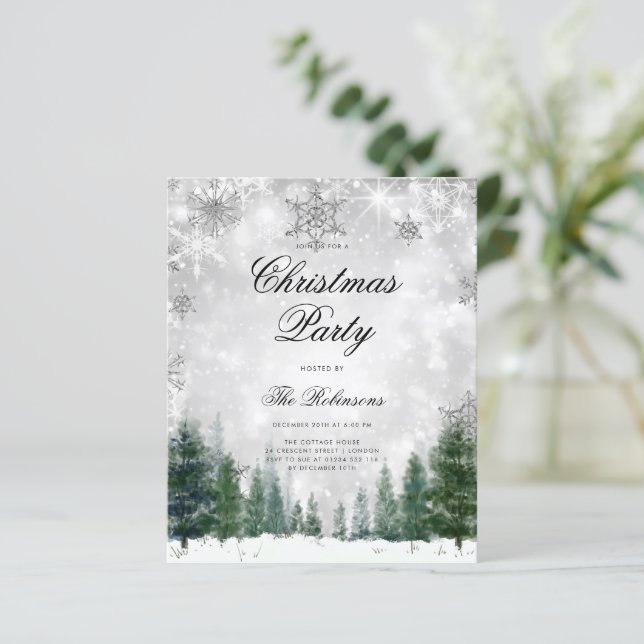 Menu do Programa Convite Silver Winter Wonderland (Em pé/Frente)