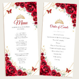 Menu do programa Floral Quinceanera Red Dourado