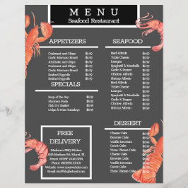 Menu do Restaurante do Marisco do Caranguejo da Aq