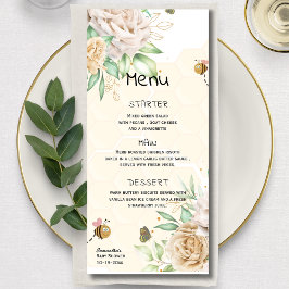Menu Doce como Bee Floral HoneyComb floral mínimo