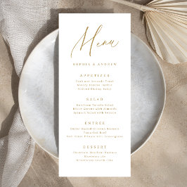 Menu Dourado casamento elegante moderno e minimalista