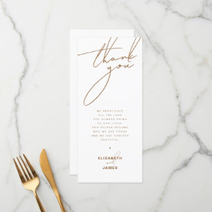 Menu Dourado Casamento Minimalista Obrigado Colocar Car